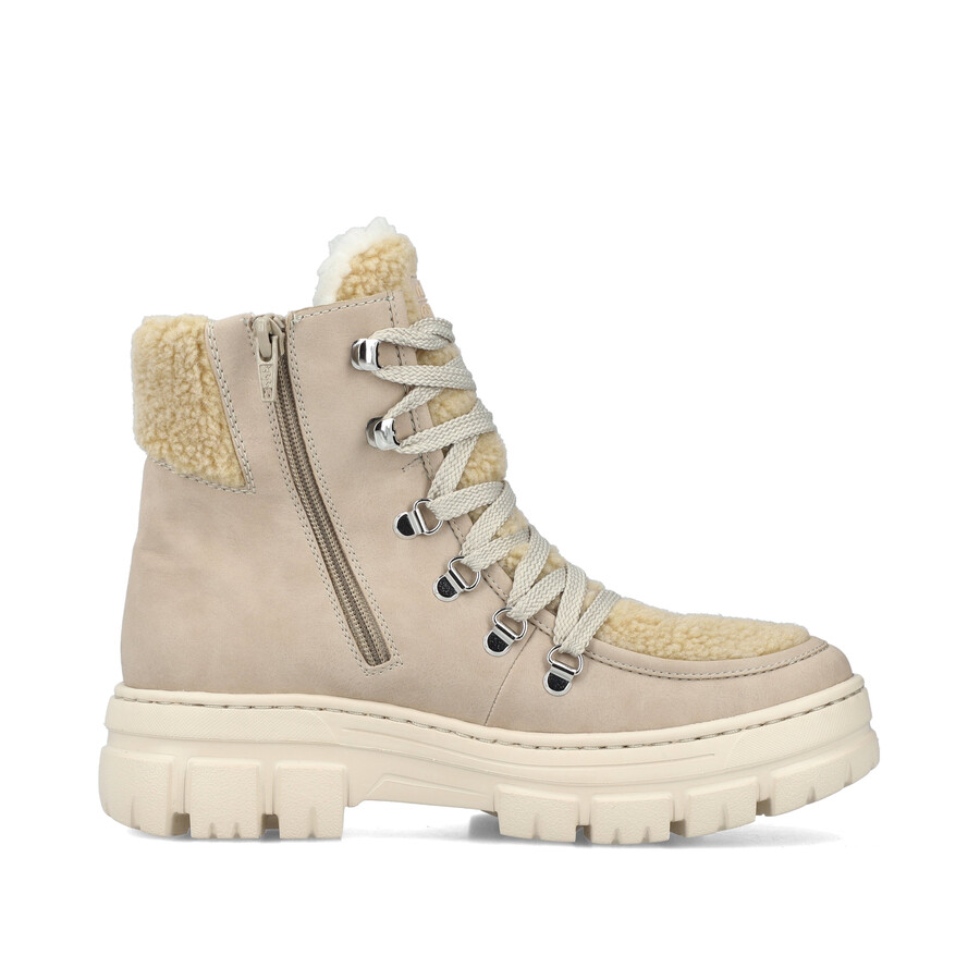 beige damen-stiefeletten mit reißverschluss rieker z7430-62
