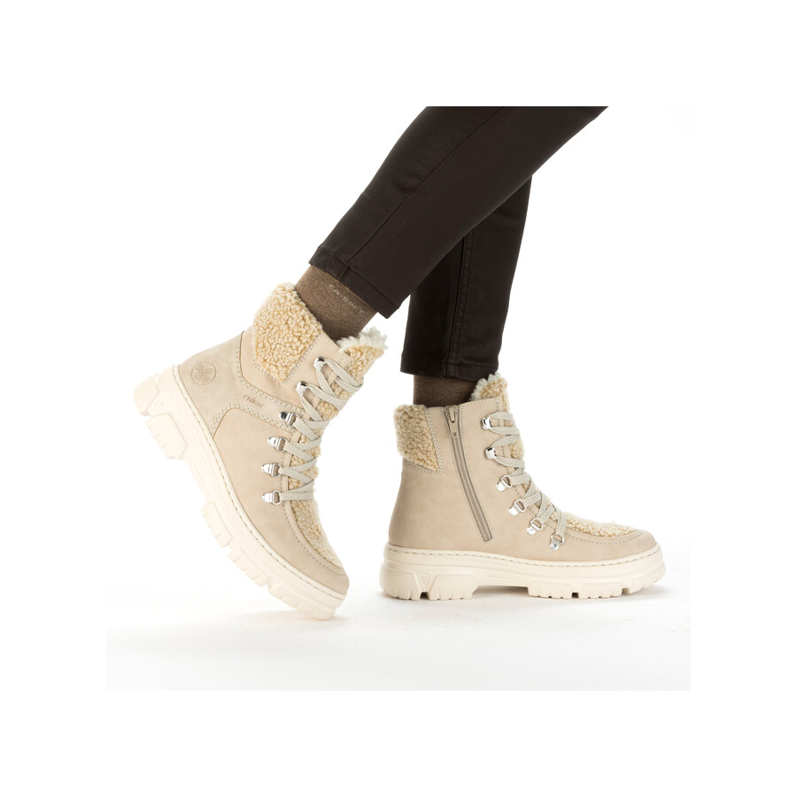 beige damen-stiefeletten mit reißverschluss rieker z7430-62