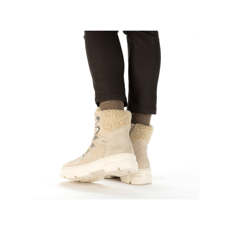 beige damen-stiefeletten mit reißverschluss rieker z7430-62