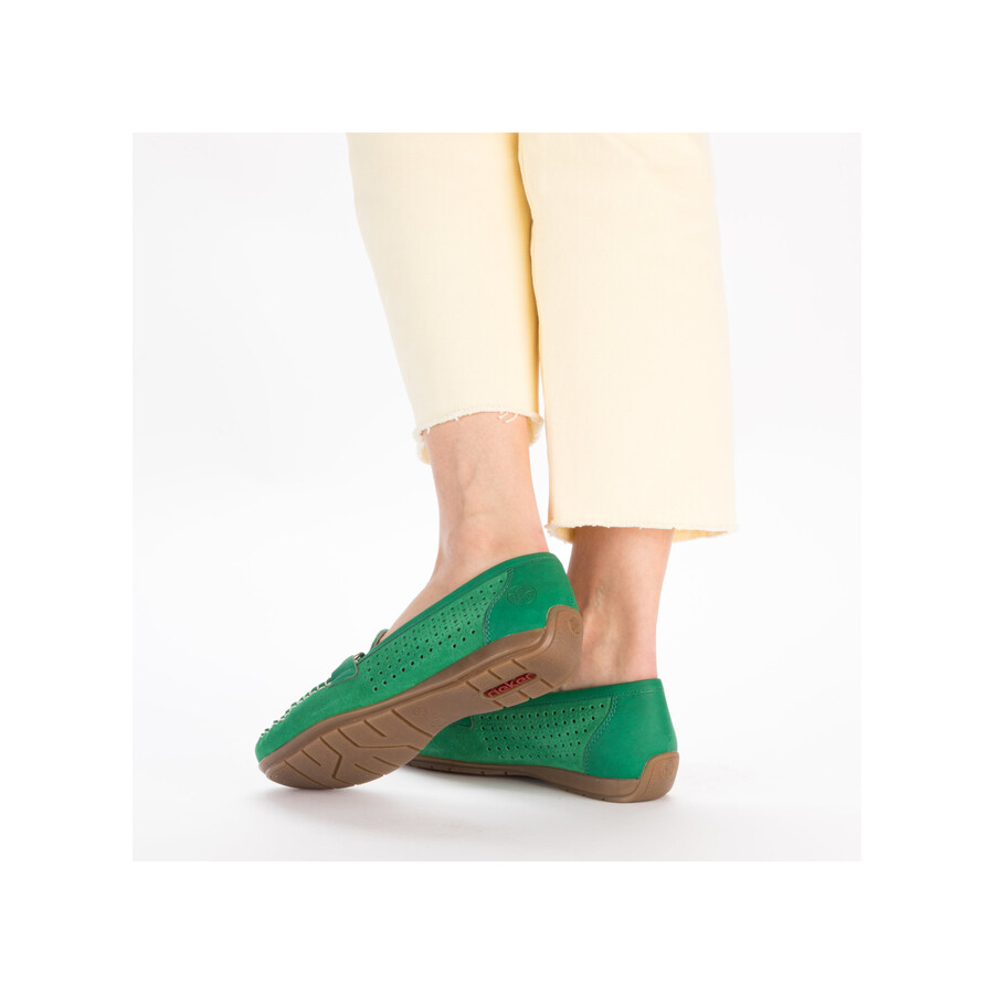 grüne slipper für damen rieker 40253-54