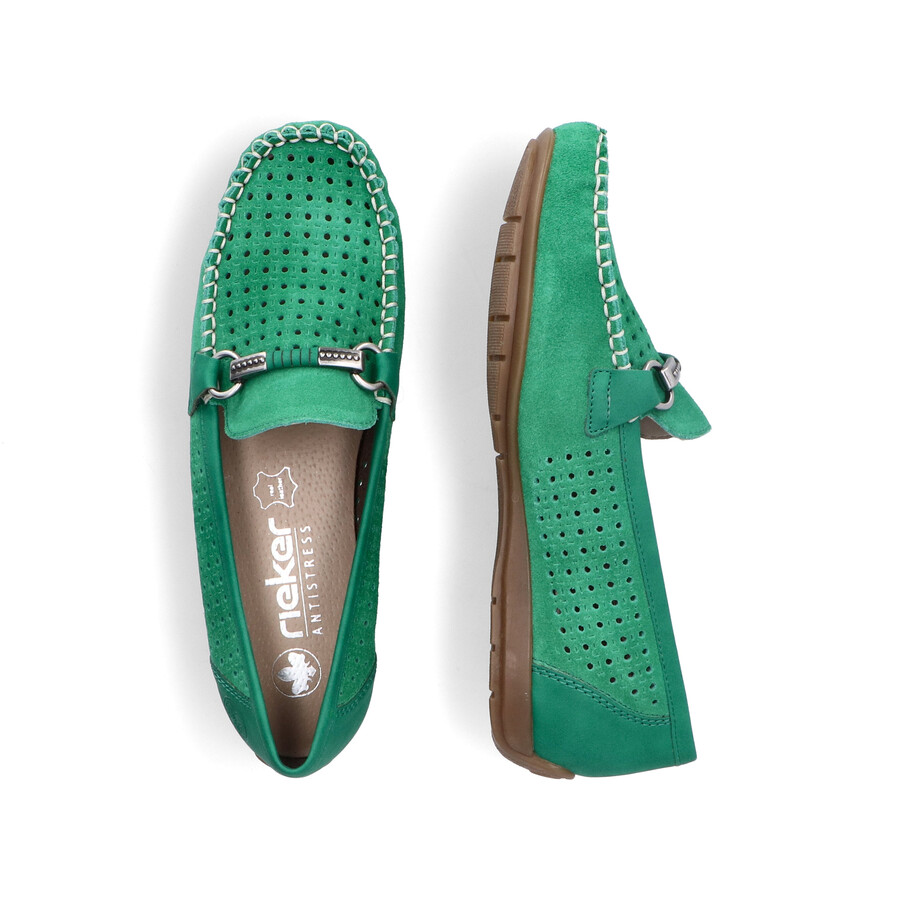 grüne slipper für damen rieker 40253-54