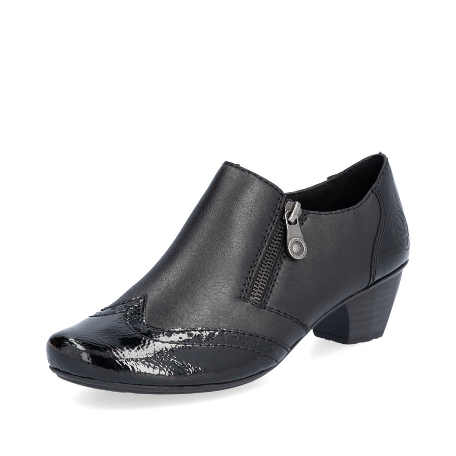 schwarze damenschuhe mit reißverschluss rieker 41757-00