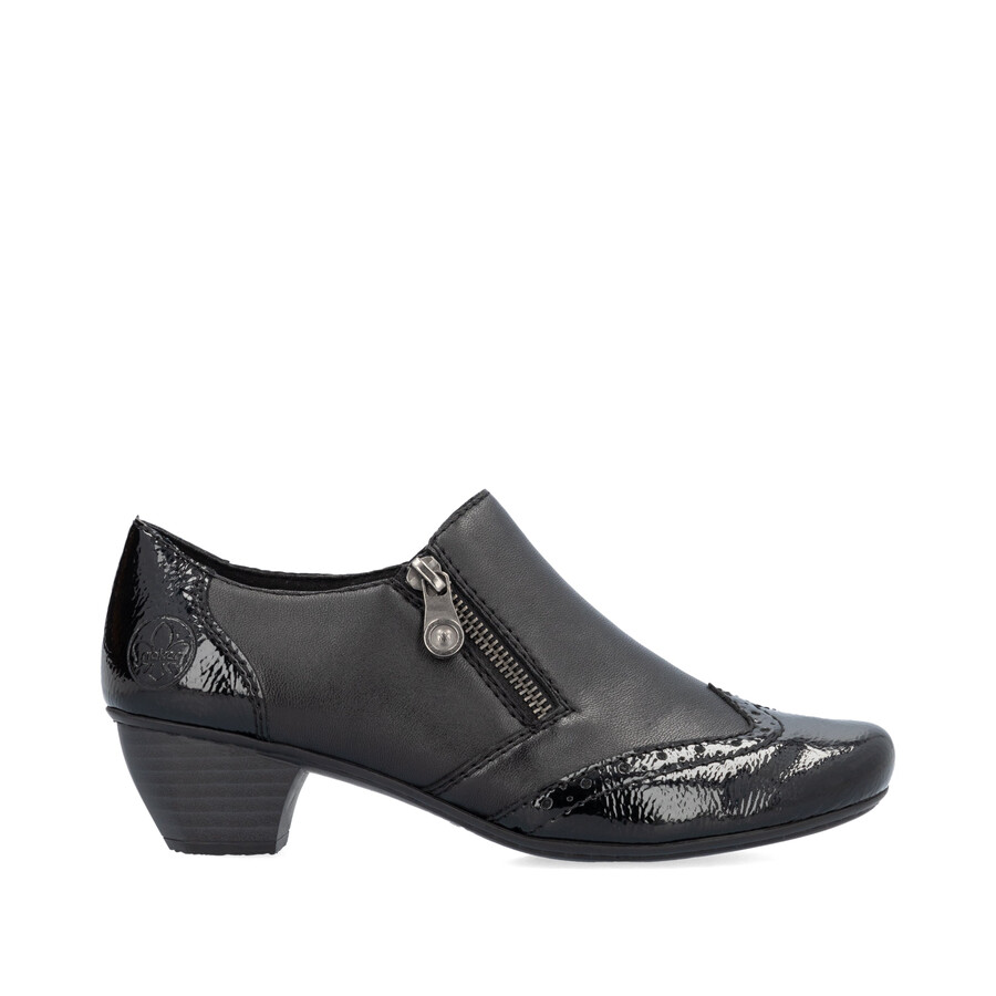 schwarze damenschuhe mit reißverschluss rieker 41757-00