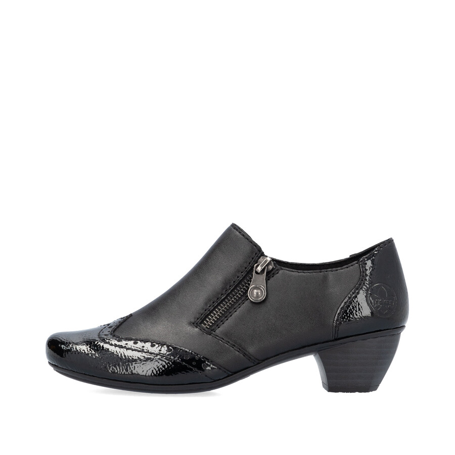 schwarze damenschuhe mit reißverschluss rieker 41757-00