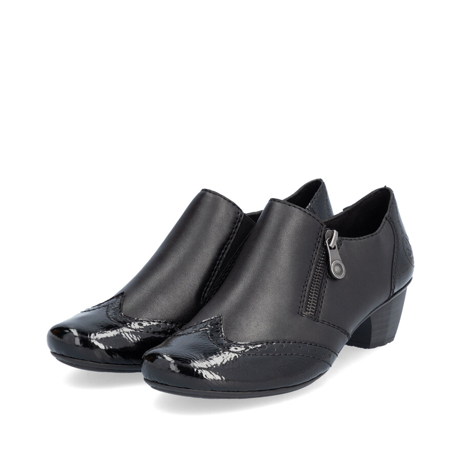 schwarze damenschuhe mit reißverschluss rieker 41757-00