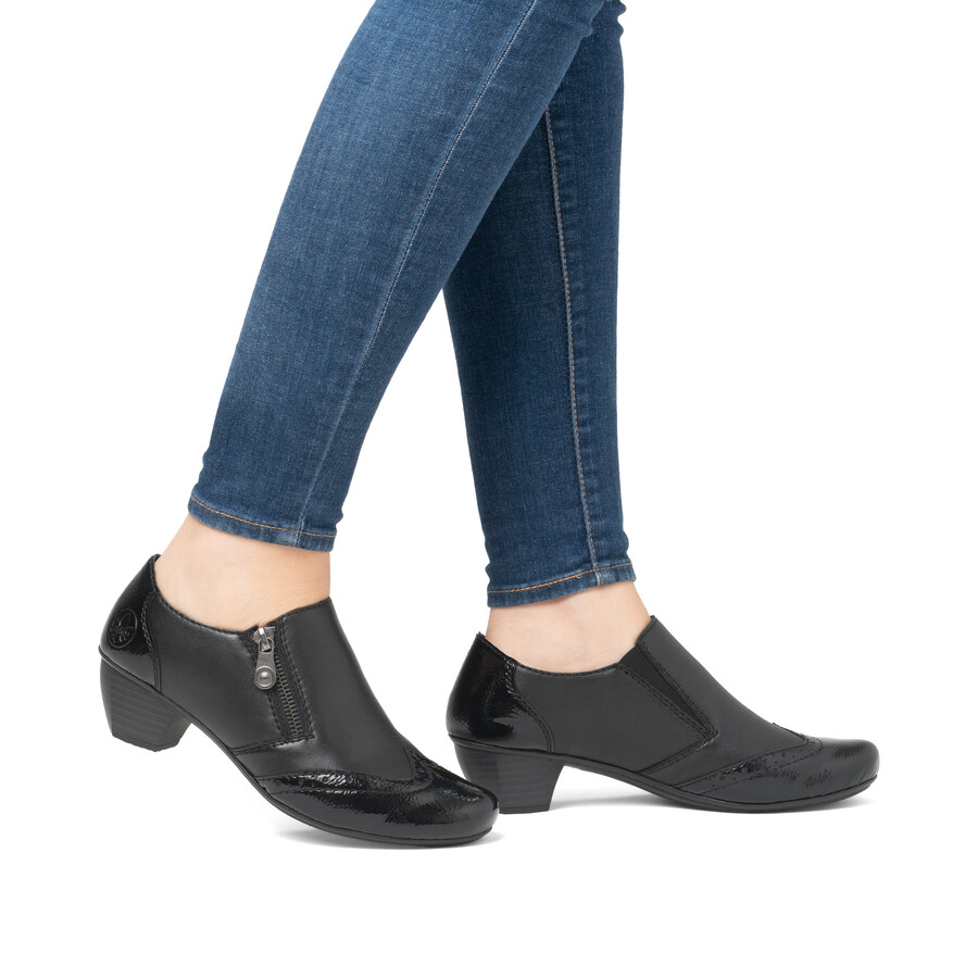schwarze damenschuhe mit reißverschluss rieker 41757-00