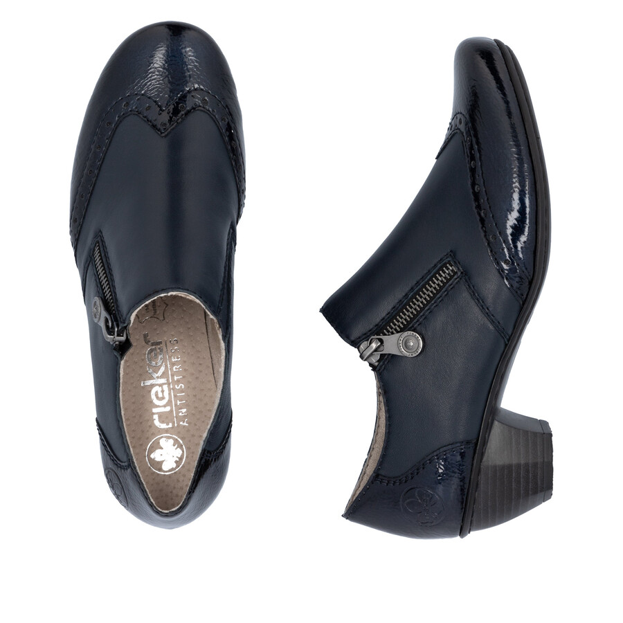 blaue damenschuhe mit reißverschluss rieker 41757-15