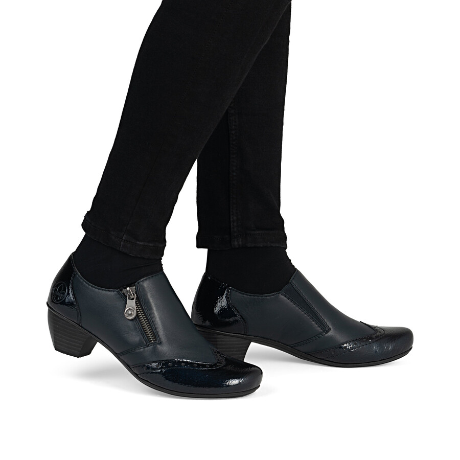 blaue damenschuhe mit reißverschluss rieker 41757-15