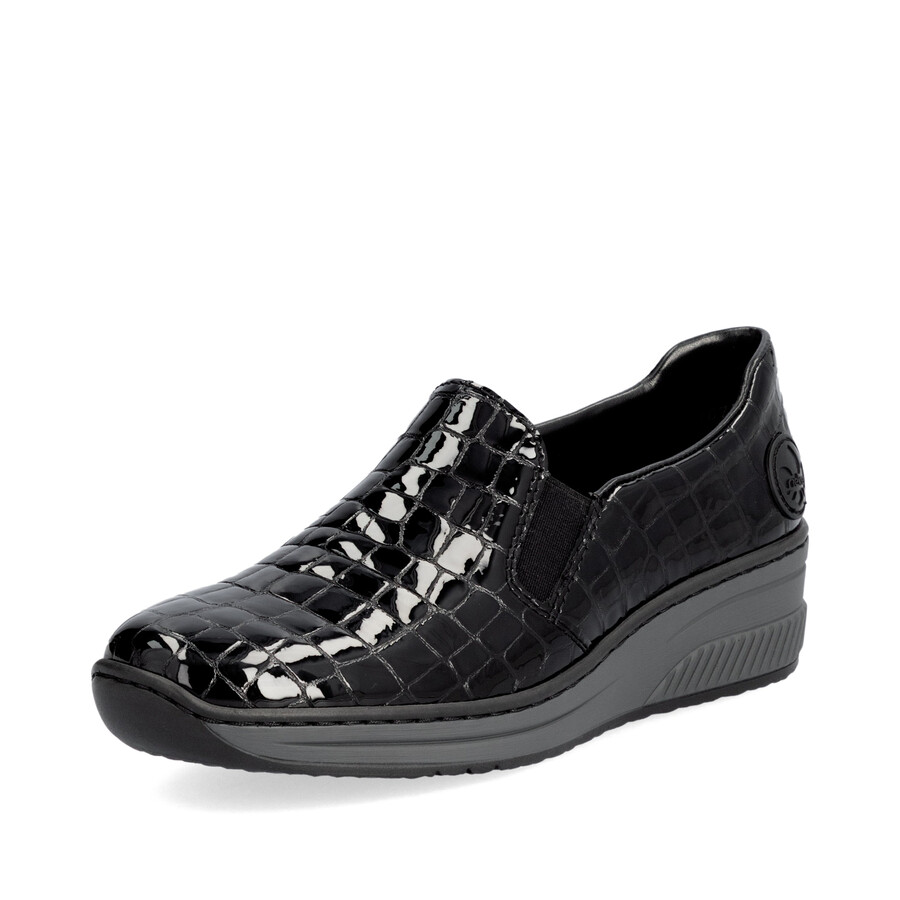 schwarze elastische damenschuhe rieker 48752-00