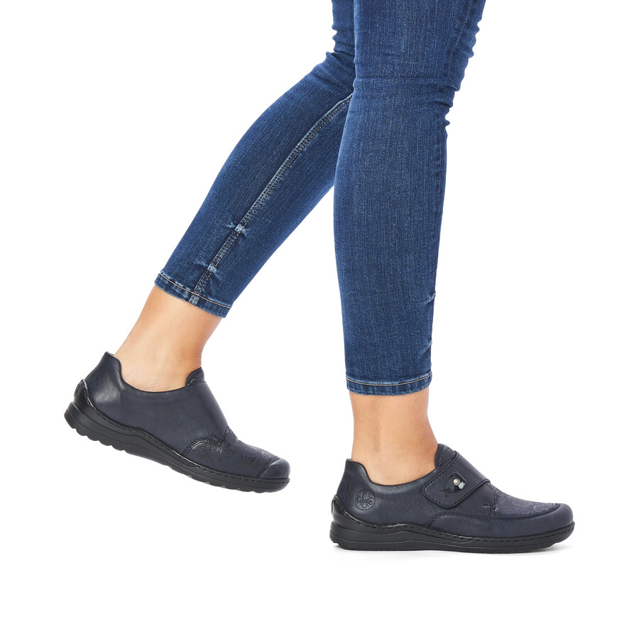 blaue klettverschlussschuhe für damen rieker 48951-14