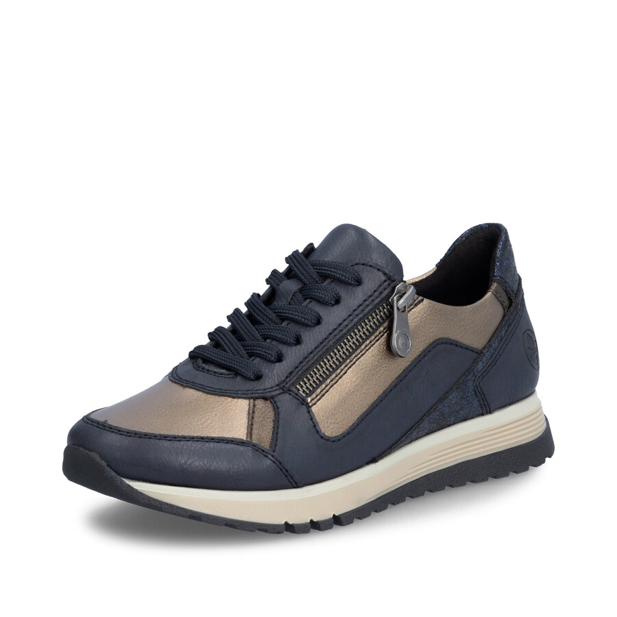 blaue damenschuhe mit reißverschluss rieker 49002-14