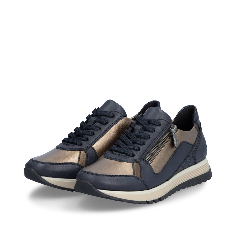 blaue damenschuhe mit reißverschluss rieker 49002-14