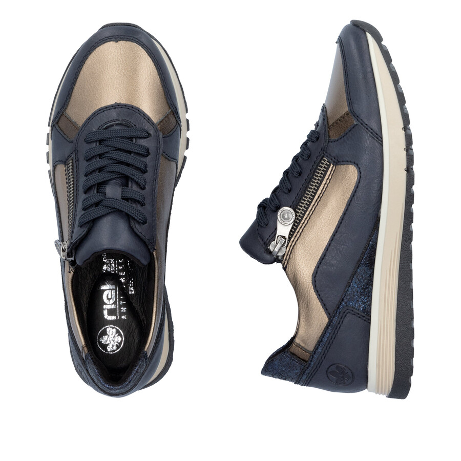blaue damenschuhe mit reißverschluss rieker 49002-14