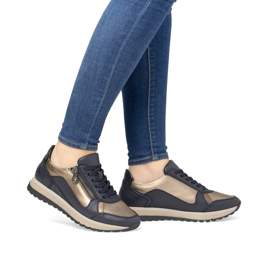blaue damenschuhe mit reißverschluss rieker 49002-14