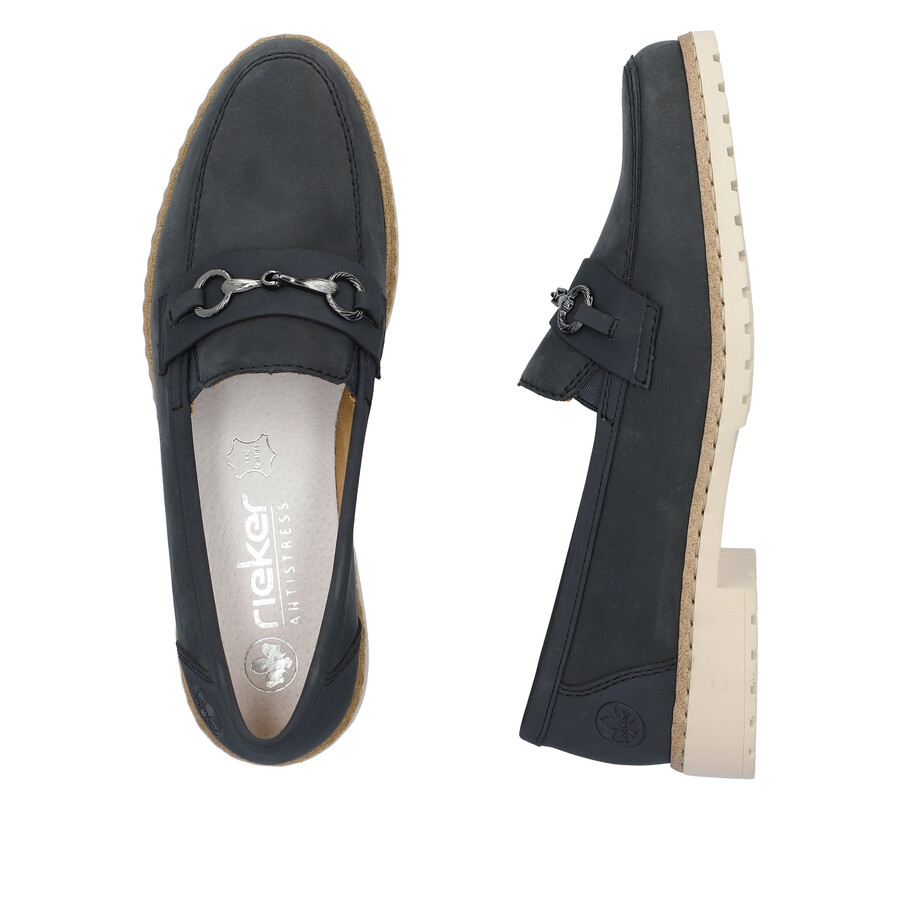 blaue elastische damenschuhe rieker 51860-14