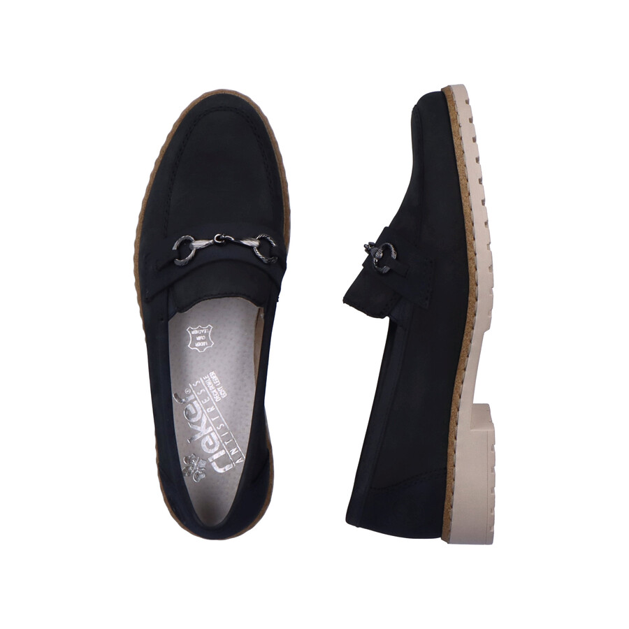 blaue elastische damenschuhe rieker 51860-14