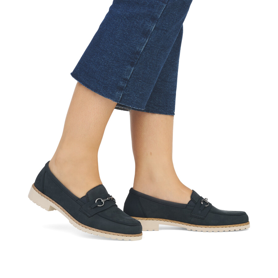 blaue elastische damenschuhe rieker 51860-14