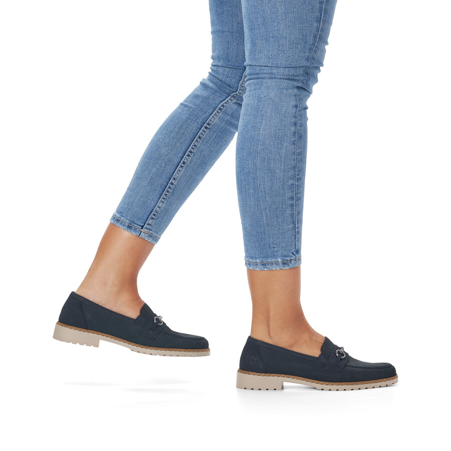 blaue elastische damenschuhe rieker 51860-14