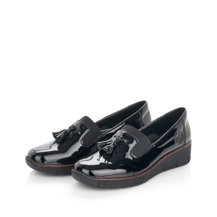 schwarze elastische damenschuhe rieker 53751-00