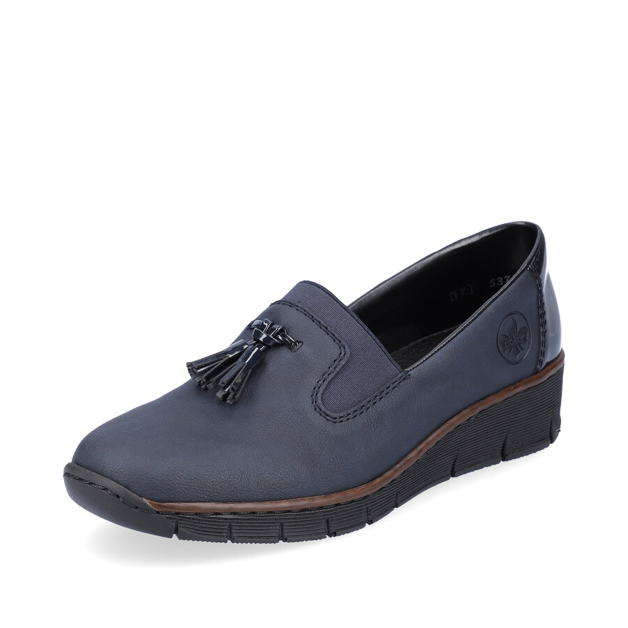blaue elastische damenschuhe rieker 53751-14