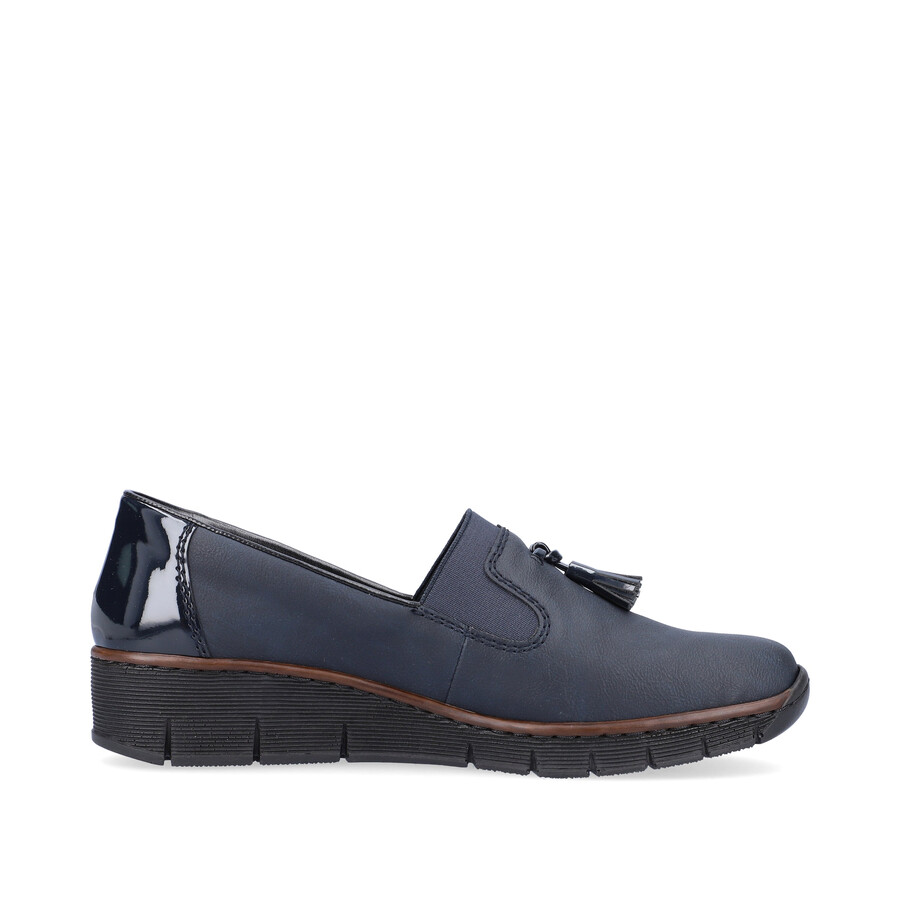 blaue elastische damenschuhe rieker 53751-14