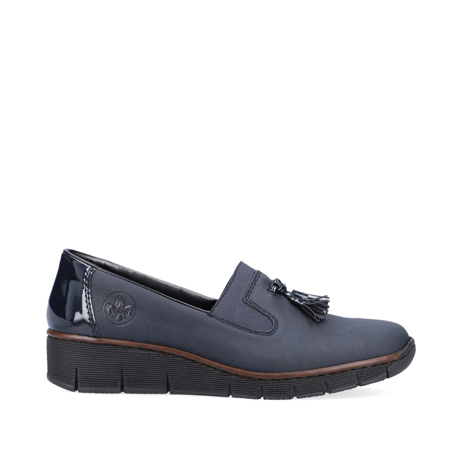 blaue elastische damenschuhe rieker 53751-14