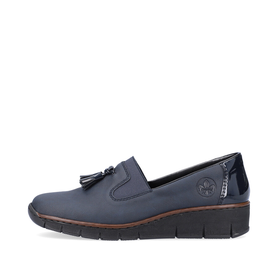 blaue elastische damenschuhe rieker 53751-14