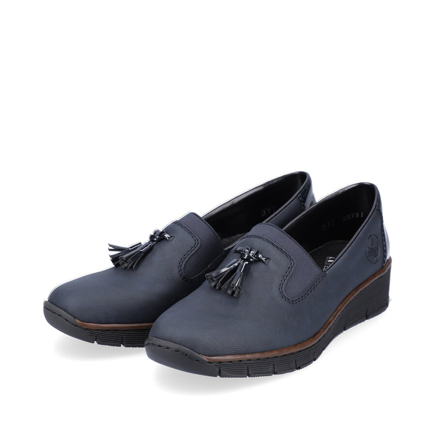 blaue elastische damenschuhe rieker 53751-14