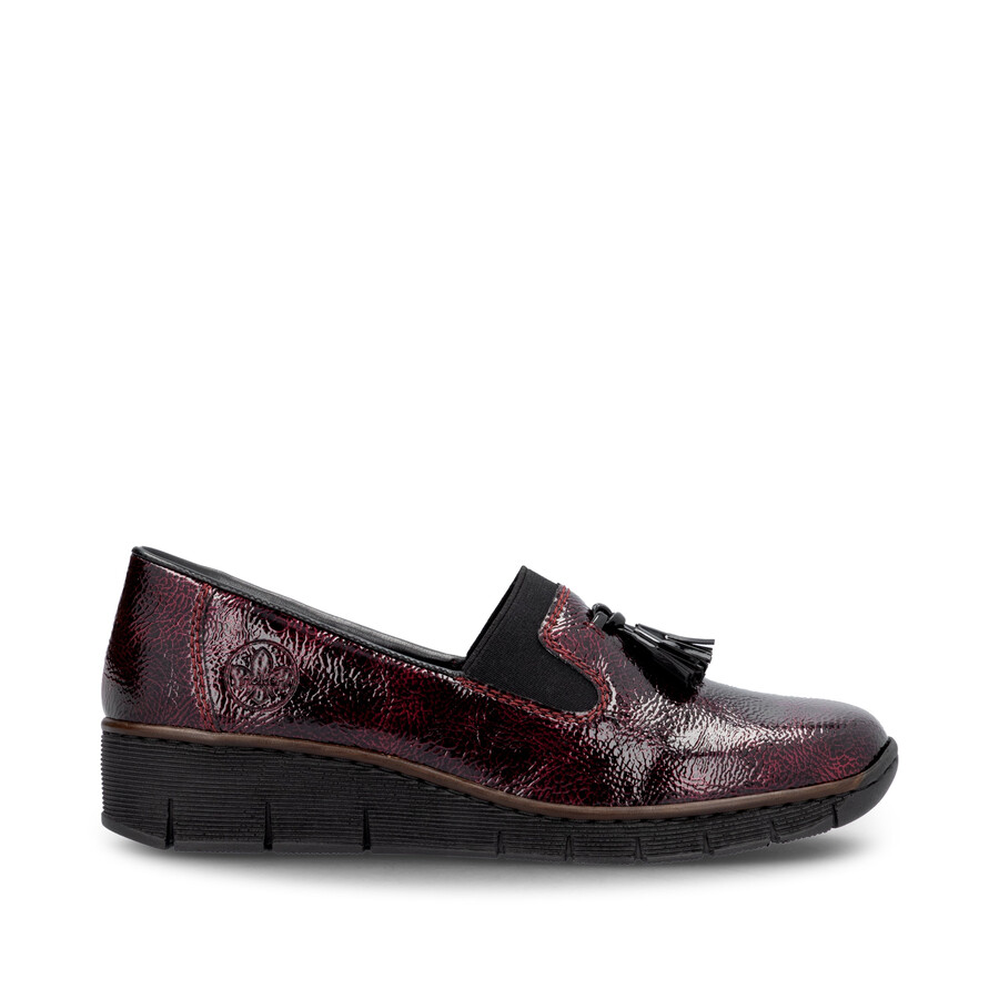 rote elastische damenschuhe rieker 53751-35