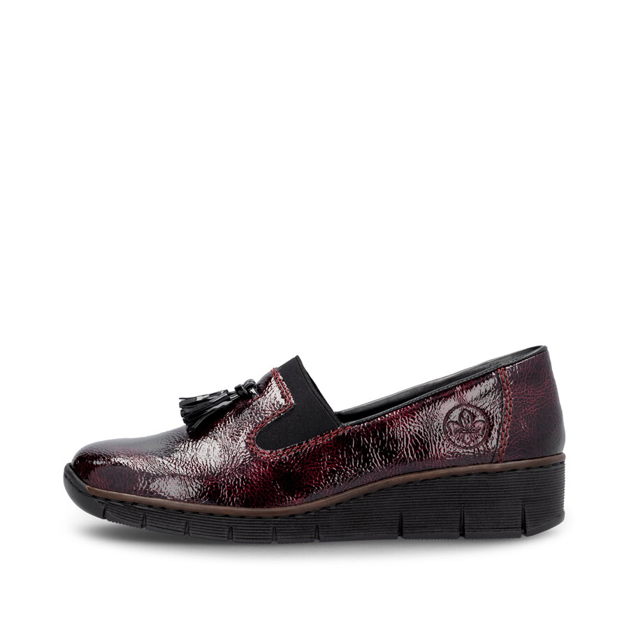 rote elastische damenschuhe rieker 53751-35
