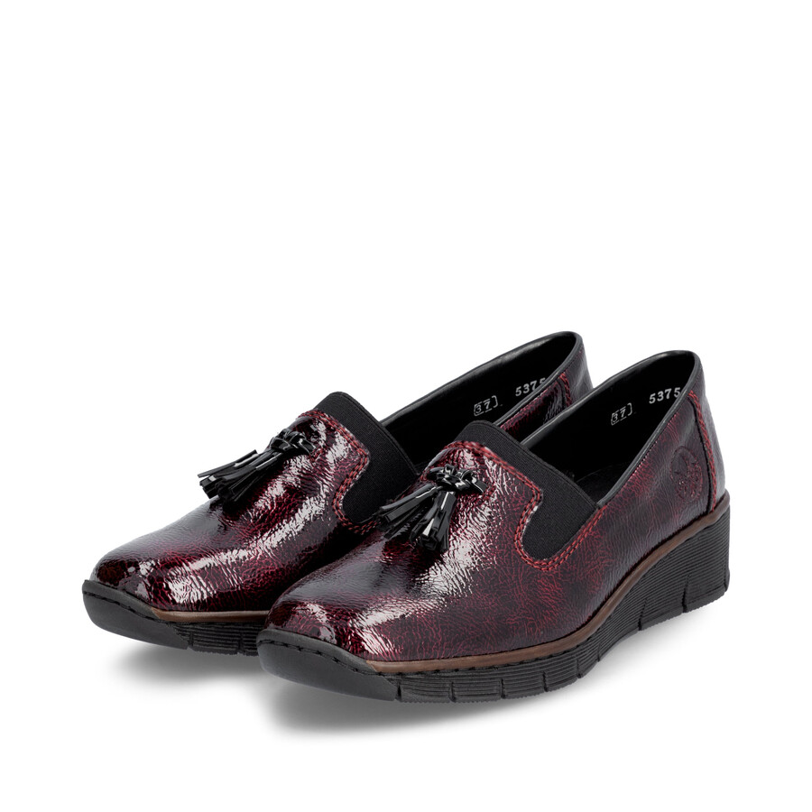 rote elastische damenschuhe rieker 53751-35