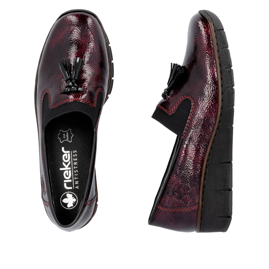 rote elastische damenschuhe rieker 53751-35