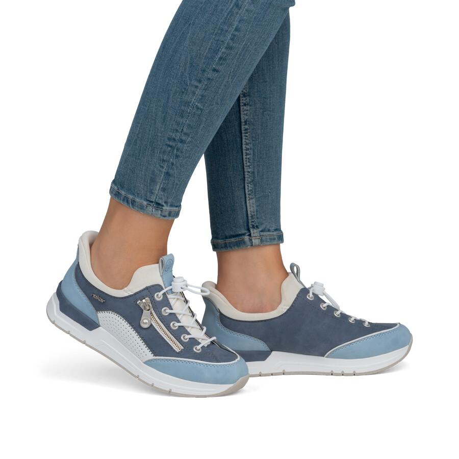 blaue elastische damenschuhe rieker 58962-10
