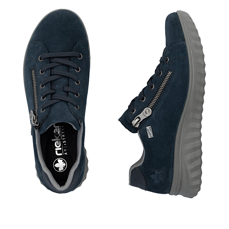 blaue damenschuhe mit reißverschluss rieker 59000-14