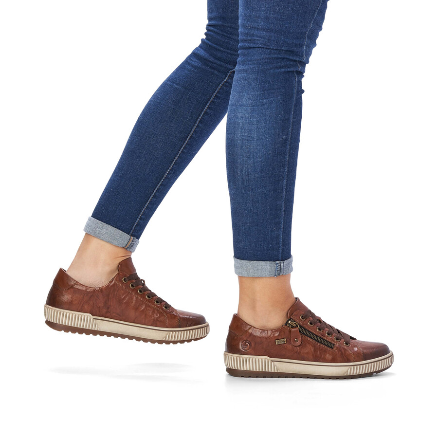 braune damenschuhe mit reißverschluss remonte d0700-22