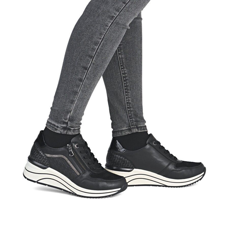 schwarze damenschuhe mit reißverschluss remonte d0t16-03