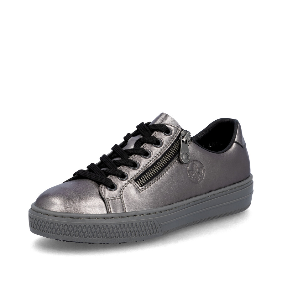 silberneplatinfarbene damen-reißverschlussschuhe rieker l59l1-90