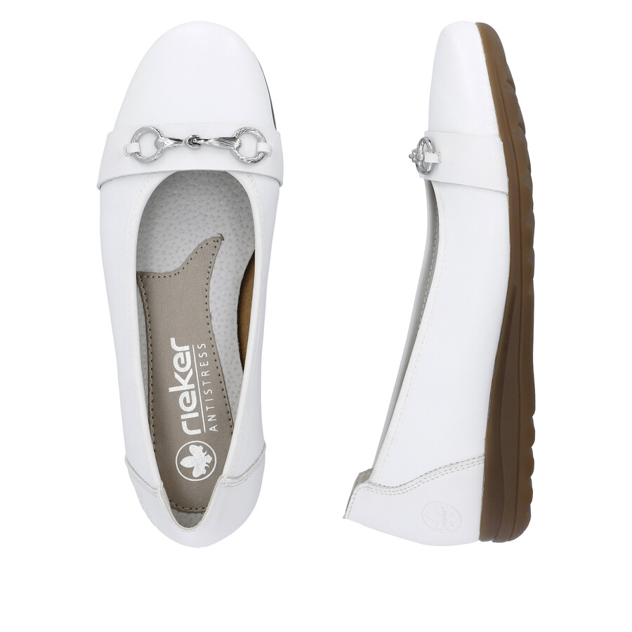 weiße slipper für damen rieker l9360-80