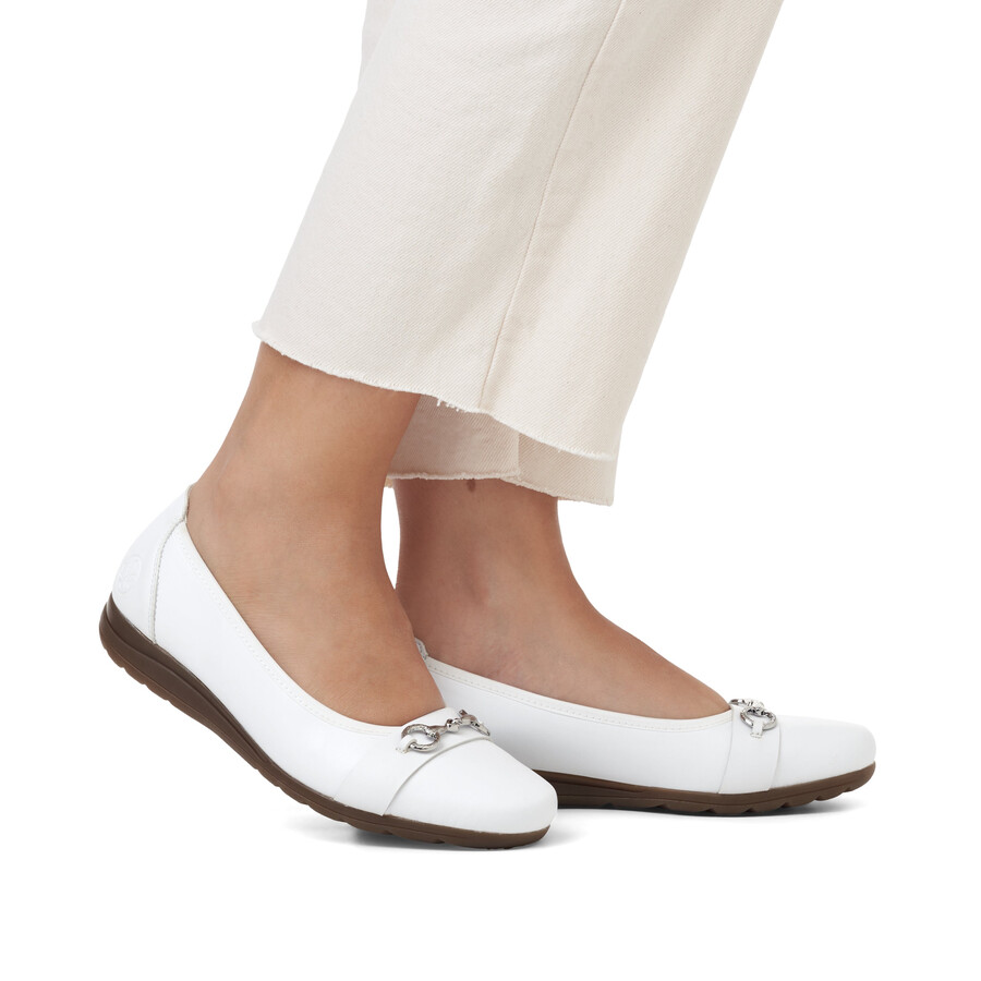 weiße slipper für damen rieker l9360-80
