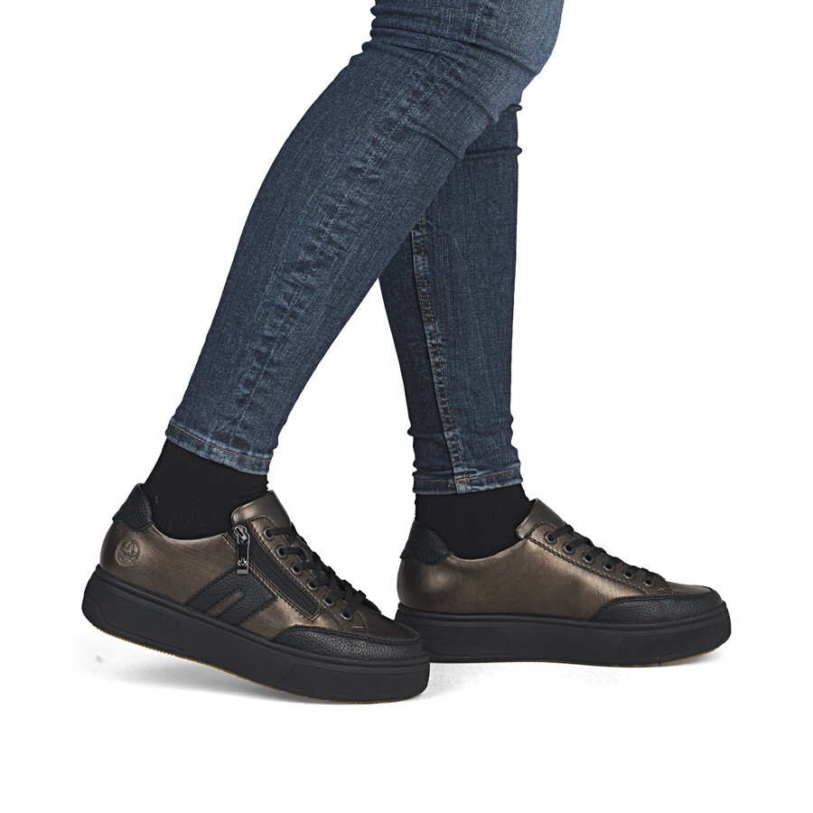 braune damenschuhe mit reißverschluss rieker m7711-25