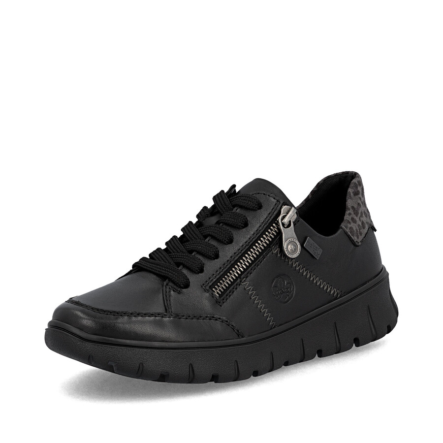 schwarze damenschuhe mit reißverschluss rieker n1301-01
