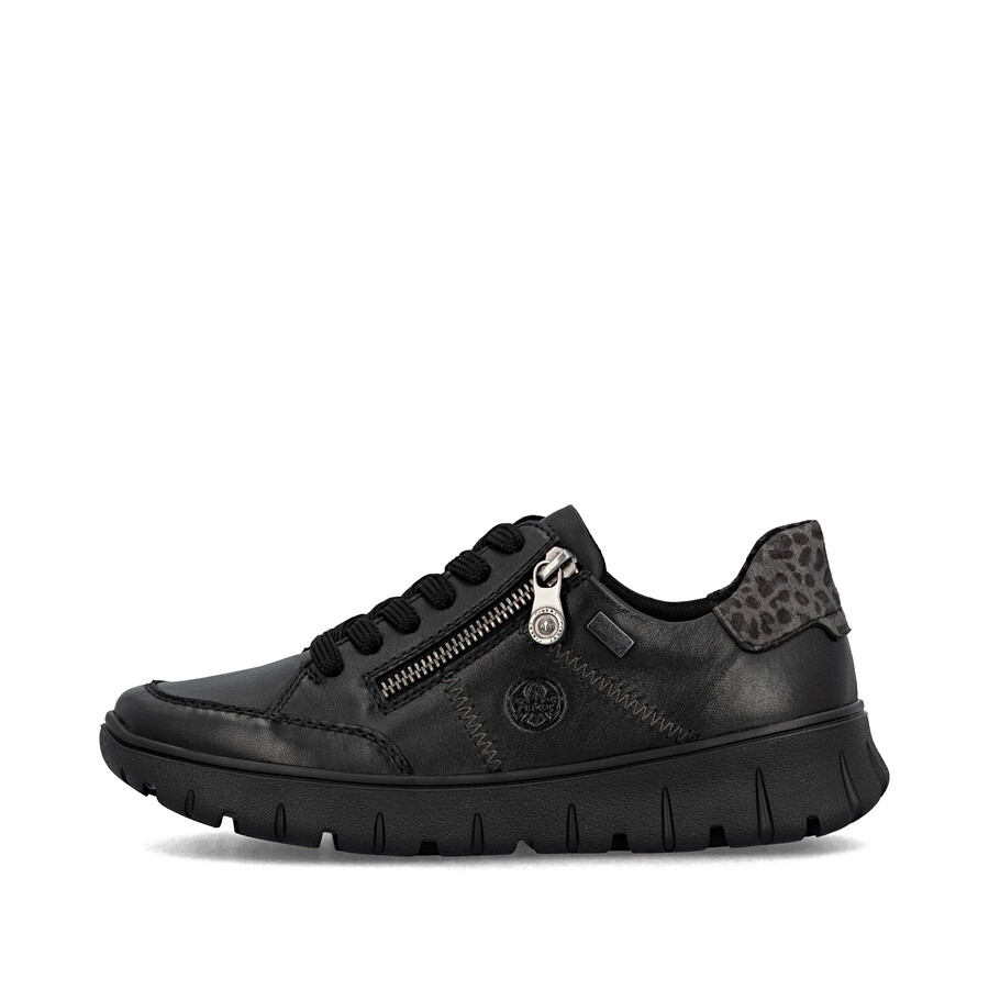 schwarze damenschuhe mit reißverschluss rieker n1301-01