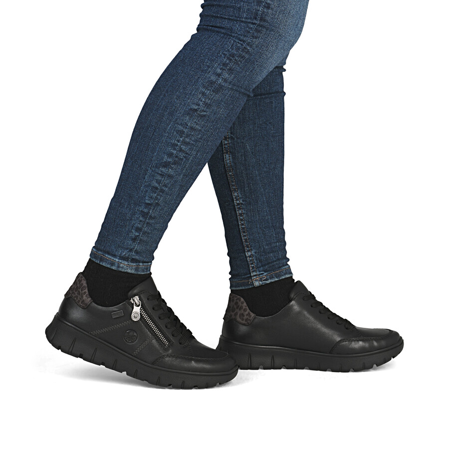 schwarze damenschuhe mit reißverschluss rieker n1301-01