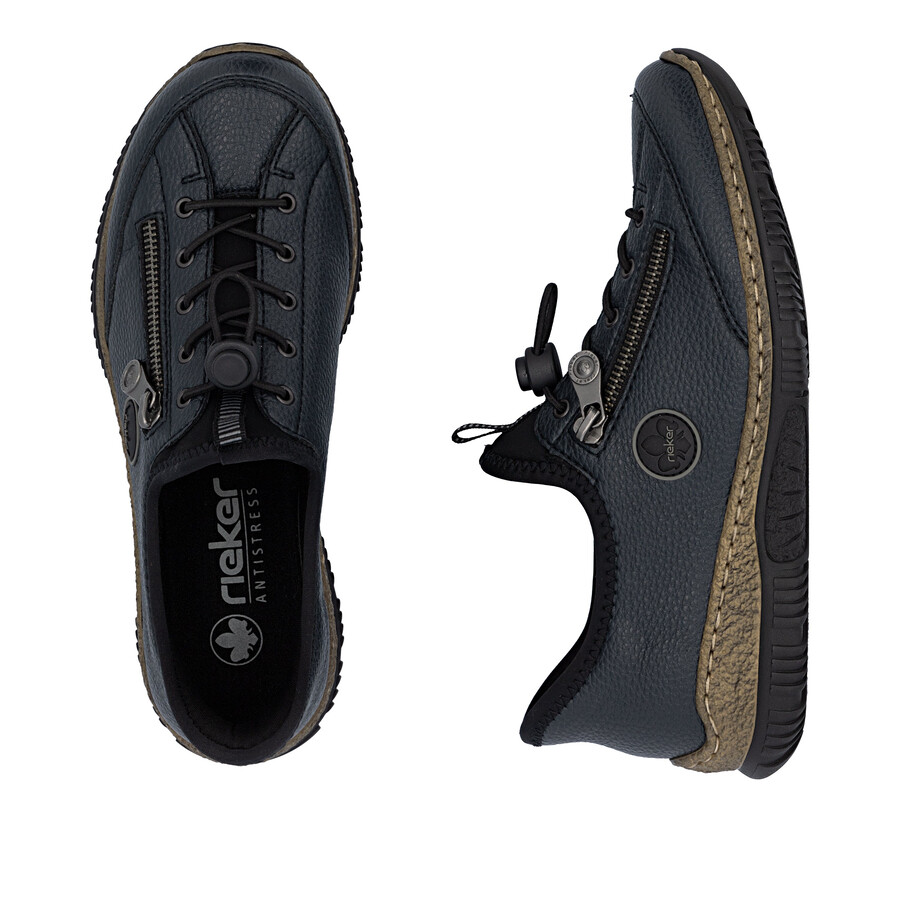 blaue elastische damenschuhe rieker n3267-15