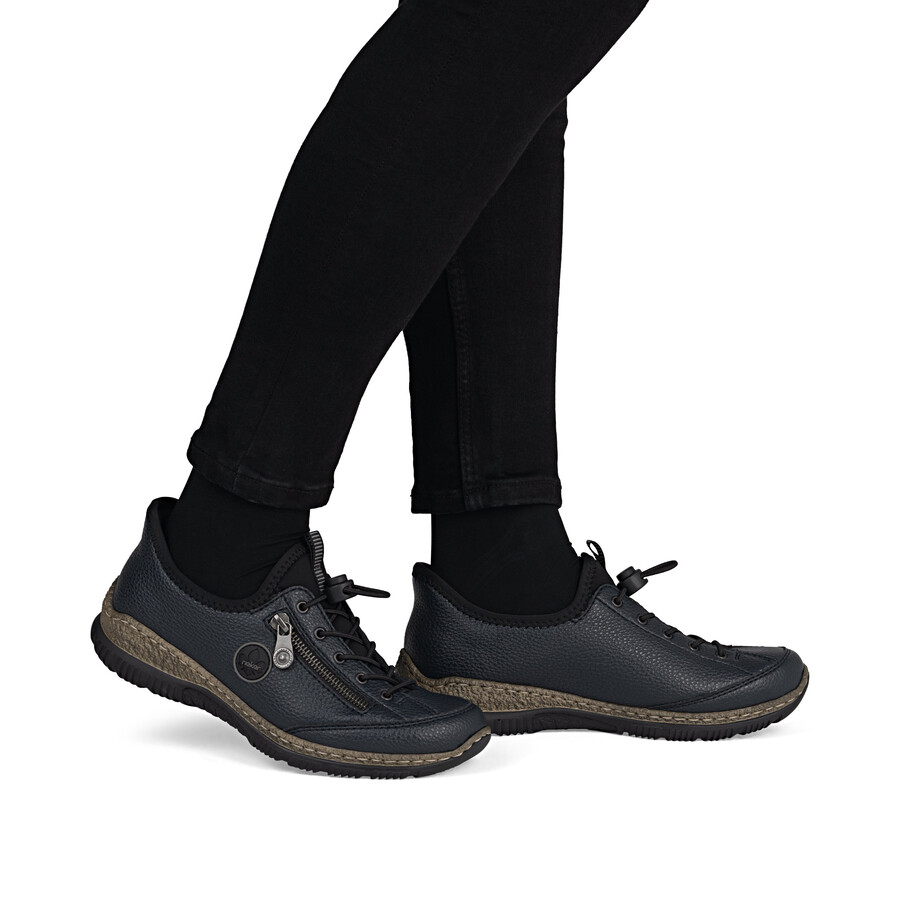blaue elastische damenschuhe rieker n3267-15