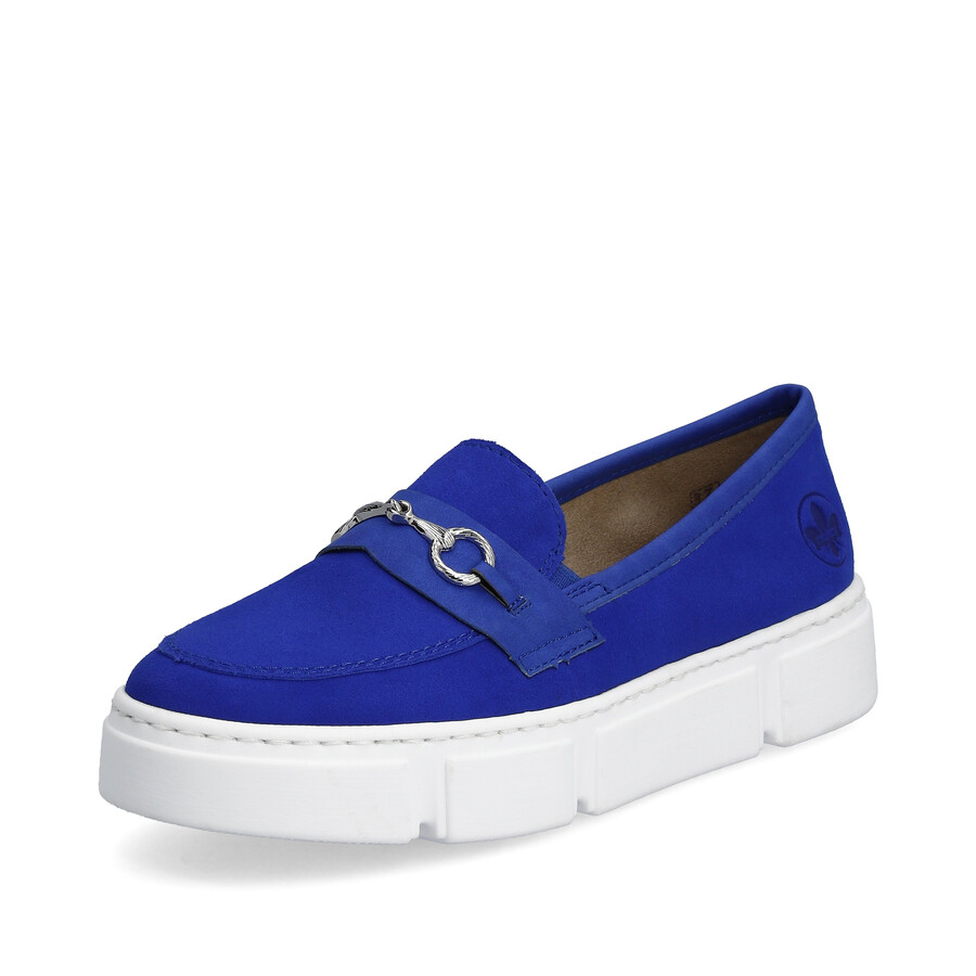 blaue elastische damenschuhe rieker n5956-14