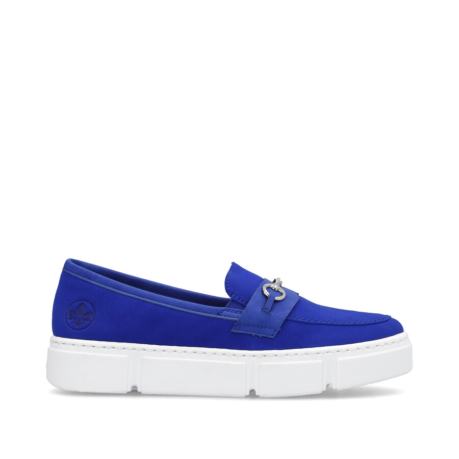 blaue elastische damenschuhe rieker n5956-14