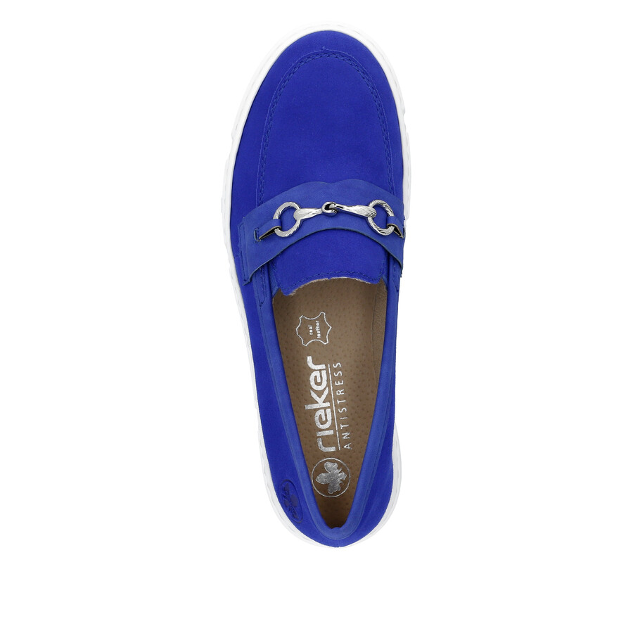 blaue elastische damenschuhe rieker n5956-14