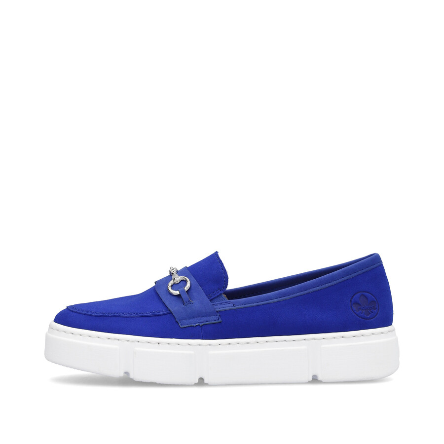 blaue elastische damenschuhe rieker n5956-14