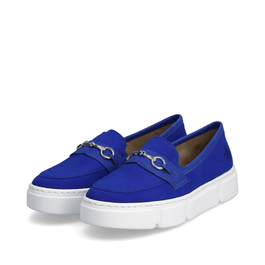 blaue elastische damenschuhe rieker n5956-14